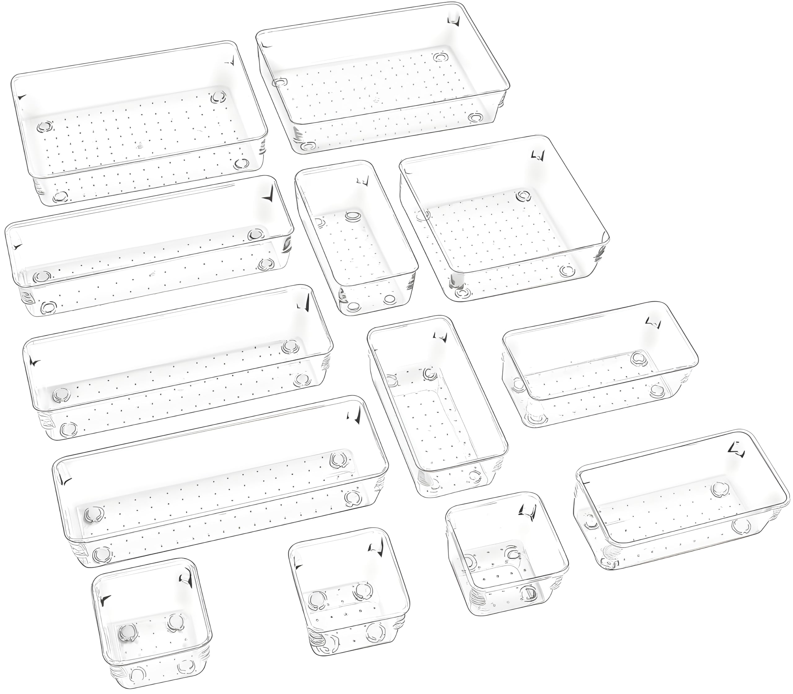 Kepzell Desk Drawer Organizer Bathroom Drawer Tray Dividers Versatile Storage Bins Plastic Vanity Trays Organizers Divider Conta
